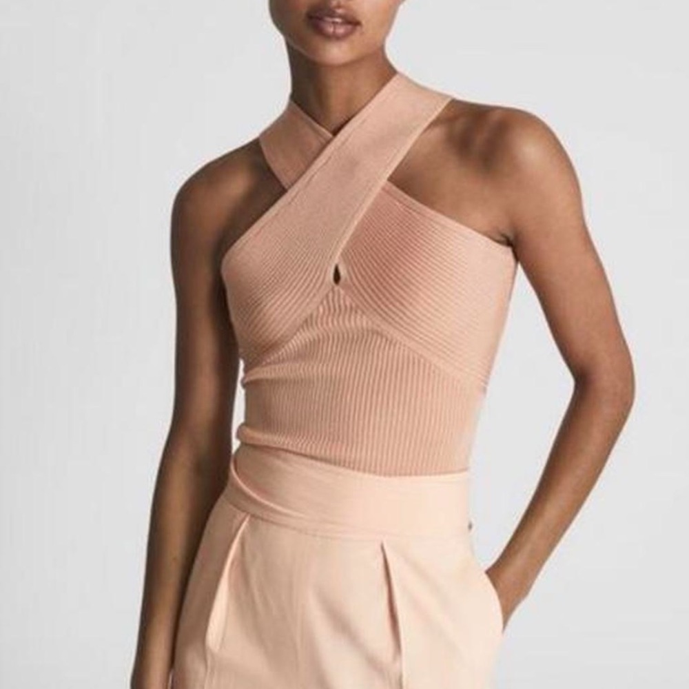 Peach Stretchy Cross Top from REISS